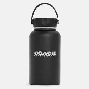 NEW Coach Leatherwear Water Bottle With Coach Badge Black